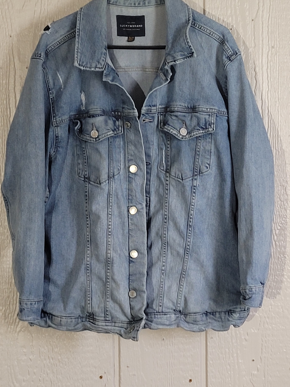 Lucky Brand Denim Jacket with Distressed Detail